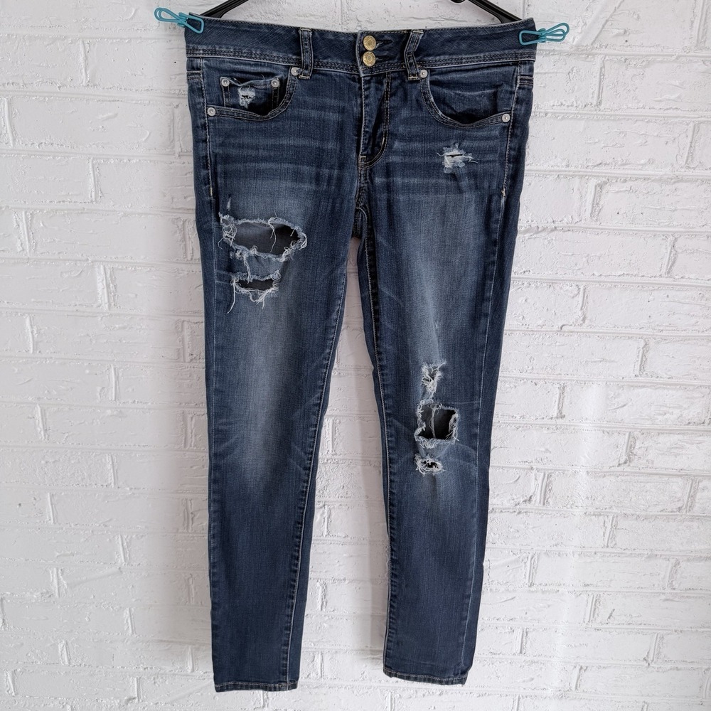 American Eagle Women's Super Stretch Distressed Skinny Jeans Size‎ 6 Regular